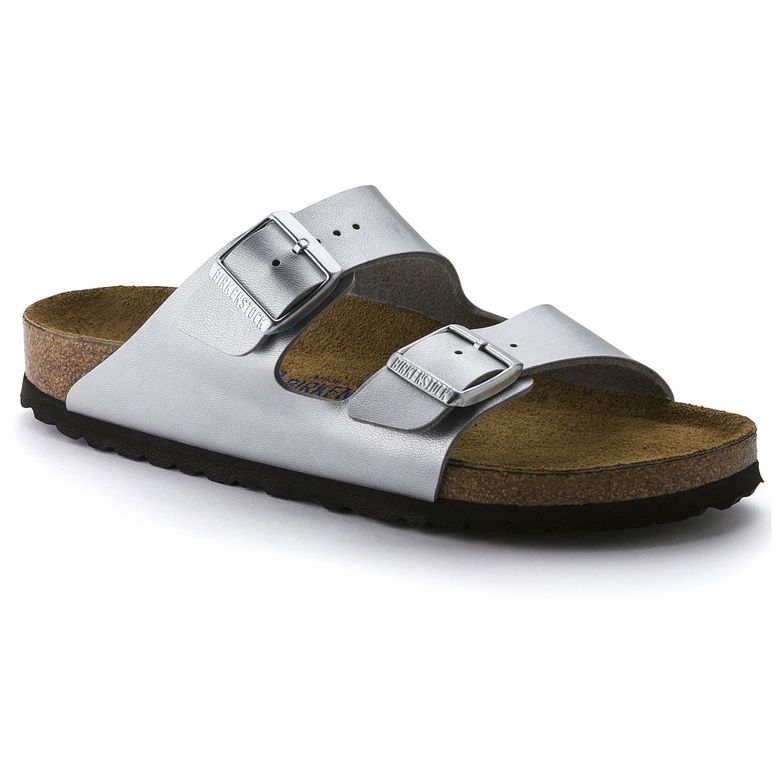 birkenstock arizona soft footbed silver