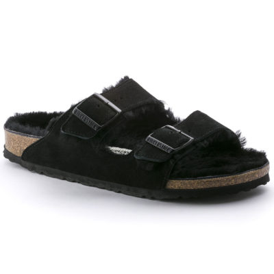 Birkenstock Arizona Shearling Black Suede Leather