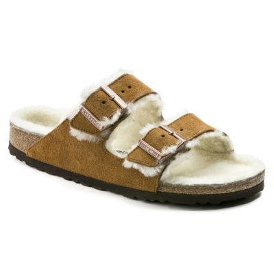 Birkenstock Arizona Shearling Mink Suede Leather