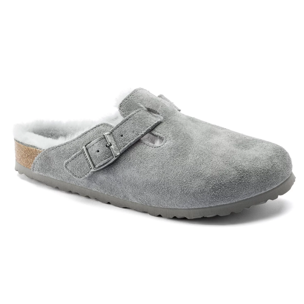 Birkenstock Boston Shearling Grey Suede Leather | Birkenstock & More