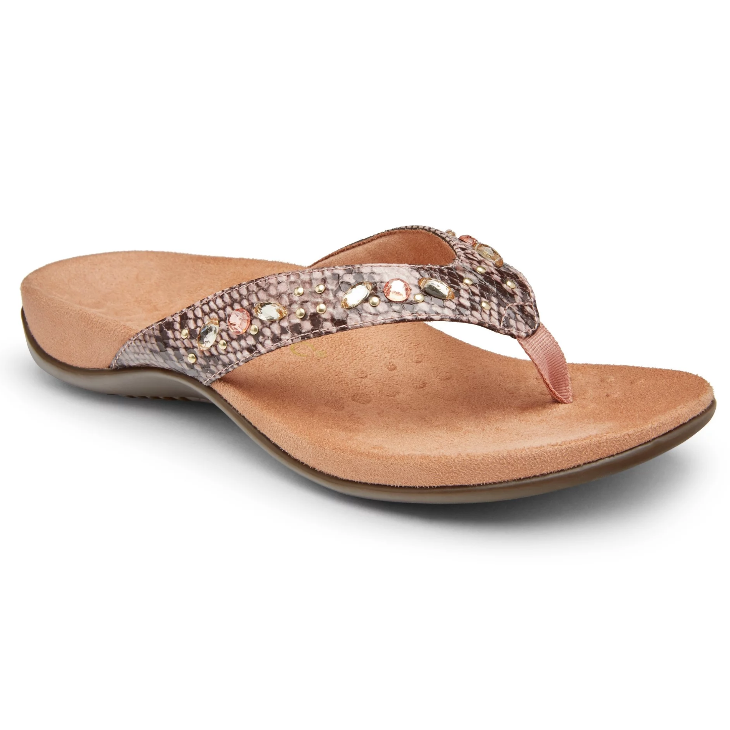 Vionic Women's Lucia Toe Post Sandal Camelia Snake | Birkenstock & More