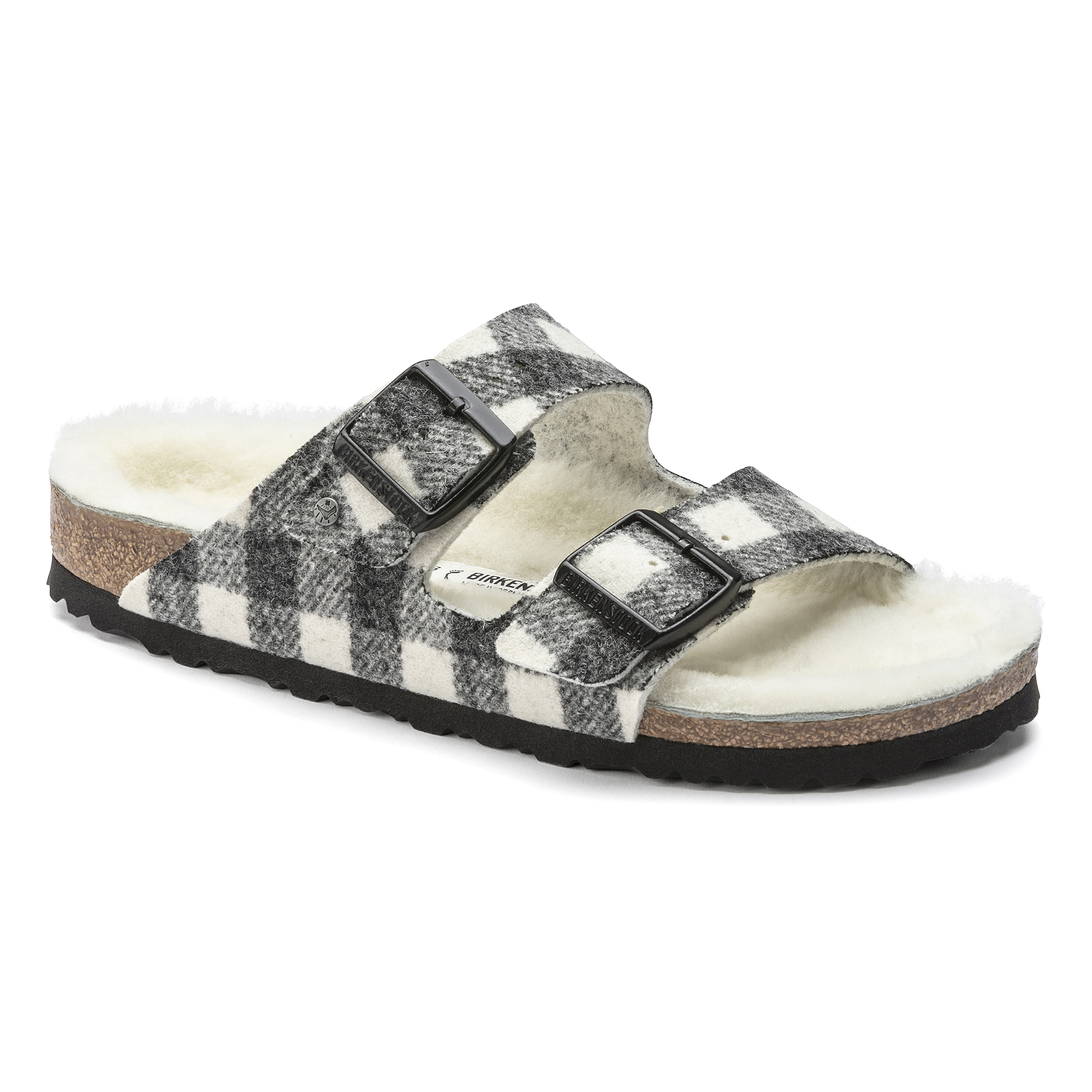Birkenstock Arizona Shearling Sandal Plaid White Wool | Birkenstock & More