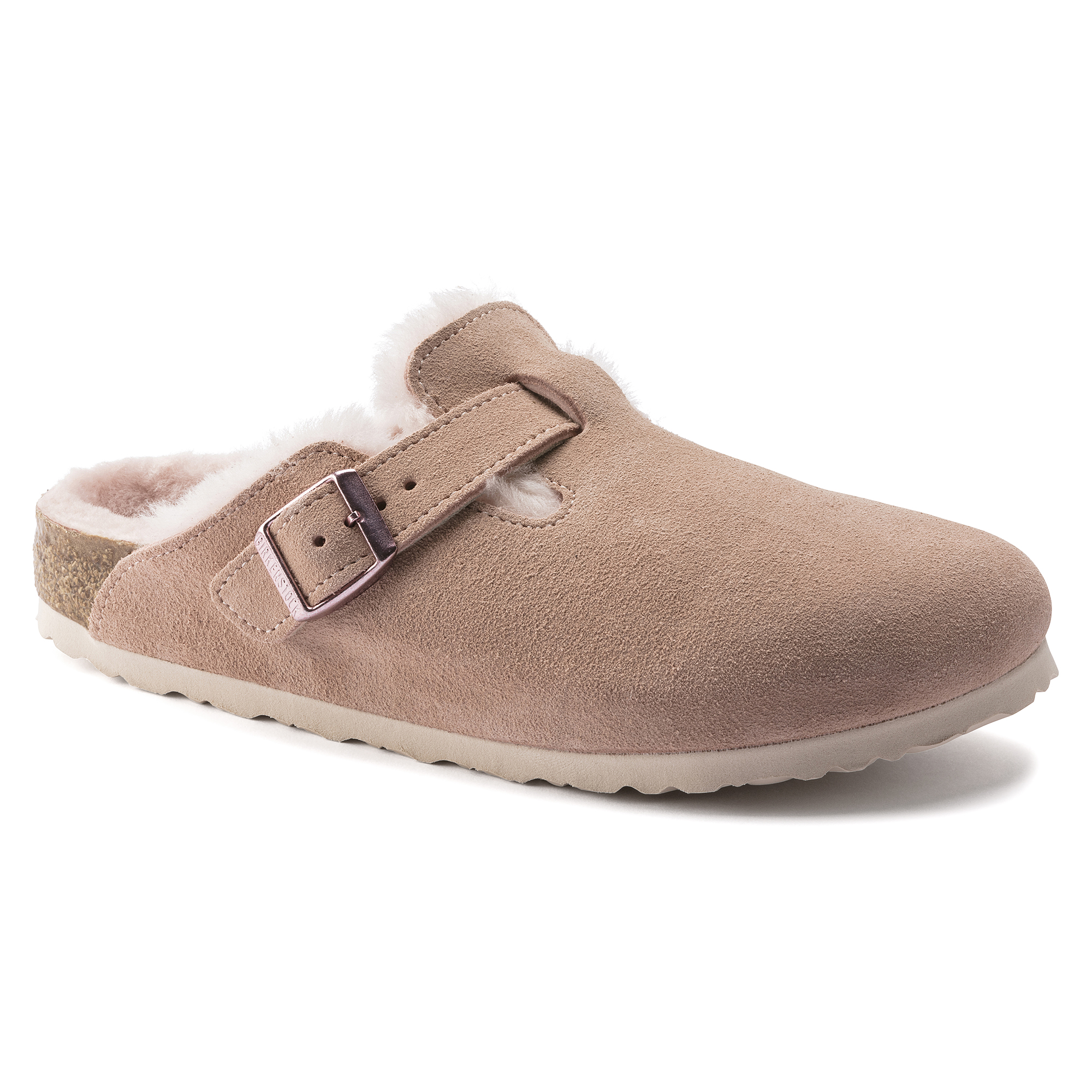 Birkenstock Boston Shearling Suede Leather Light Rose | Birkenstock & More