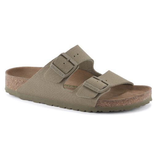 Birkenstock Arizona Vegan Sandal Faded Khaki Textile Birkenstock More